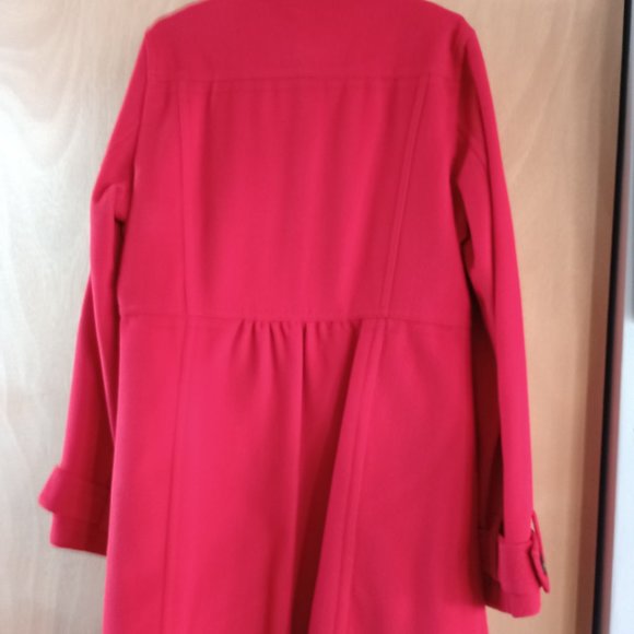 Red Lands End Wool Coat. - Picture 2 of 11